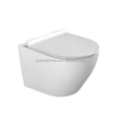 China Modern Cistern Sanitary Ware Concealed Around Toiletries Hotel Bathroom Rimless Ceramic Wall Hung Toilet WC for sale