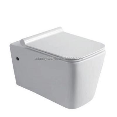 China Concealed Cistern Hanging WC Square Smooth Floating Toilet Bowl Middle East Ceramic Wall Hung Toilet Seat for sale