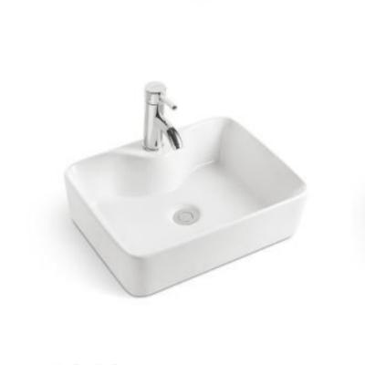 China Rectangle Design Modern Ceramic Salable White Bathroom Sink Cheap Wash Basin Above Counter Art Basin for sale