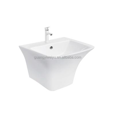 China Traditional Chaozhou Basin Sink Color White Porcelain One Piece Wall-hung Wall-hung Basin Bowl For Europe for sale