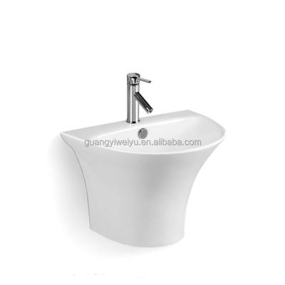 China High Grade Modern One Piece Ceramic Bathroom Sink Wall Hung Wash Basin For Hotel Lavatory for sale