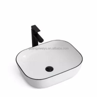 China Modern Ceramic Sanitary Ware Bathroom Sink Edge Countertops Modern Black Art Basin for sale