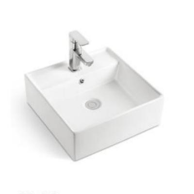 China Chaozhou Art Factory Modern Ceramic Hand Wash Sink Square White Smooth Basin Above Table Above Bathroom for sale