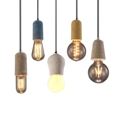 China Creative Minimalist E27 Concrete Light Vintage Indoor Hanging Cement Industrial Pendant Light for sale