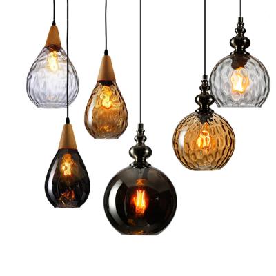 China Modern Nordic/Modern Light Amber Dark Gray Glass Pendant Lighting Crystal Pendant Lamps For Bar Room for sale