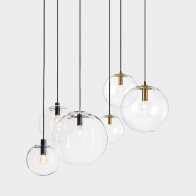 China Glass Ball Modern Nordic Indoor Transparent Chandelier Style Ceiling Lamps Bar Hanging Lamp for sale