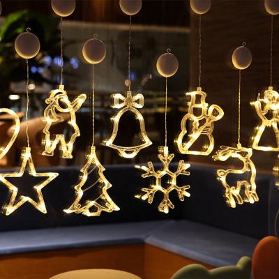 China Christmas Decoration NEW Merry Christmas Decoration LED Lights Snowflake Bells Suction Cup Window Hanging Light Christmas Lights for Home for sale