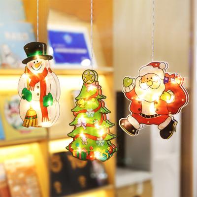 China Wholesale Christmas Decoration Santa Claus LED PVC Sucker Lights Reindeer Lamp for Window Shop Home Party for sale