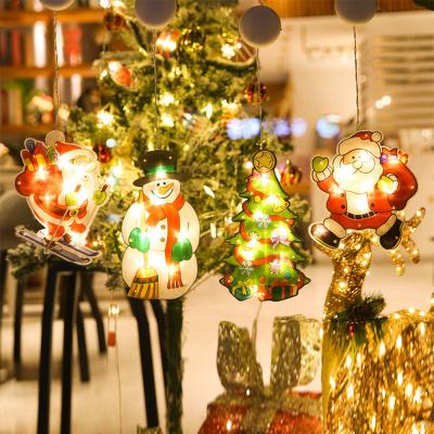 China Christmas Decoration Marry Christmas Santa Claus Decoration PVC Sucker Lights Reindeer LED Lamp For Window Shop Home Party for sale