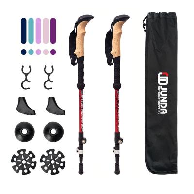 China EVA Aluminum Telescopic Trekking Pole 3-Section Hiking Poles Stick Walking EVA Handle Aviation 7075 for sale