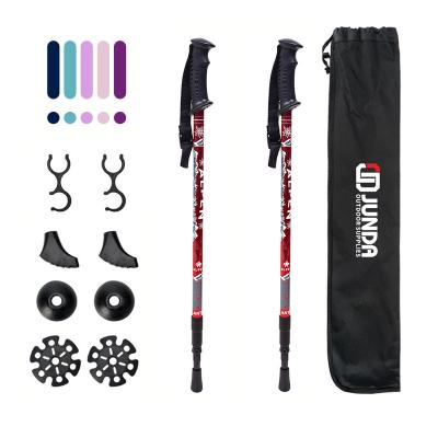 China PVC 6061/7075 Aluminum Ultralight Adjustable Folding Trekking Pole For Hiking Walking for sale