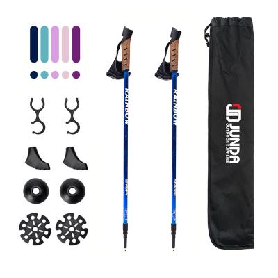 China Cork Straight Leg Cork 2 Sections Inner Lock Retractable Aluminum Trekking Pole With Cork Handles for sale