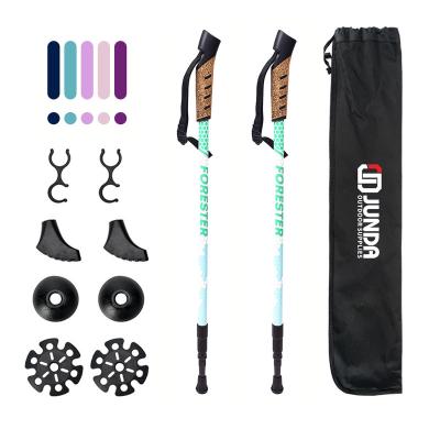 China Cork Ultralight Cork Grip 3-Section Canes Adjustable Folding Trekking Poles Alpenstock for sale