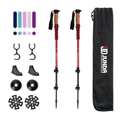 China Cork Custom Logo Outdoor EVA Grip Adjustable Fordable Telescopic Duralumin 7075 Carbon Fiber Rise Walking Trekking for sale