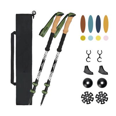 China Outdoor Sports 100% Carbon Fiber Foldable Trekking Pole Nordic Walking Pole Telescopic Trekking Pole with Flip Lock for sale