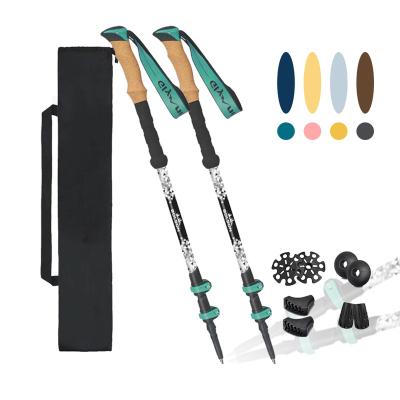 China Outdoor Sports 6061 Alpenstock Walking Stick Aluminum Alloy Telescopic Trekking Poles Lightweight For Women Men Kids for sale