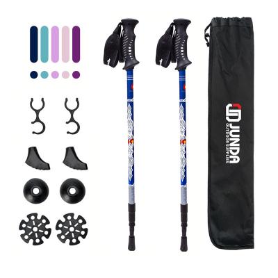 China PVC Custom 3 Section Aviation Aluminum Telescopic Folding Track Tread Hiking Poles Trekking Pole for sale