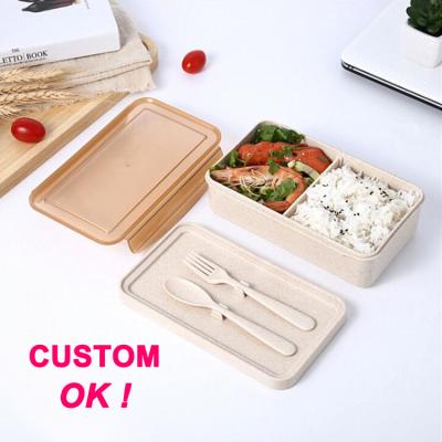 China Microwavable Wheat Straw Lunch Box Set, Biodegradable Bento Lunch Box, for sale