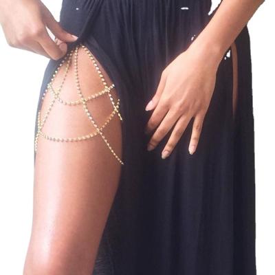 China Rhinestone Rhinestone Ballerina Thigh Chain Bikini Party Leg Layered Body Chains For Women Jewelry for sale