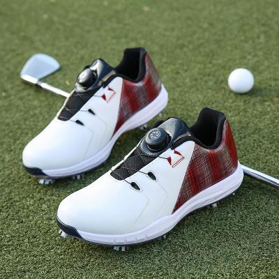 China DM Waterproof Microfiber Non-slip Nail Golf Shoes Mens Fashion New for sale