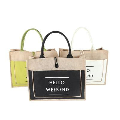 China Wholesale Reusable Jute Women's Canvas Leisure Shopping Tote Bags With Custom Printed Logo for sale