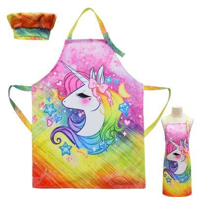 China Baking Apron Unicorn Apron Polyester Fiber Cleaning Adjustable Second Hand Kitchen Kids Baking For Kids for sale