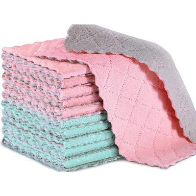 China Eco-friendly Kitchen 27*16cm Polyester Microfiber Cleaning Cloths Waffle Dish Kitchen Towel for sale