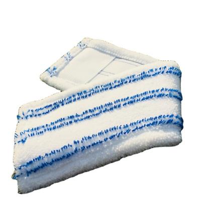 China Sustainable Reusable Household Cleaner Cleaning Cloth Blue And White Striped Wet Mop Pads for sale