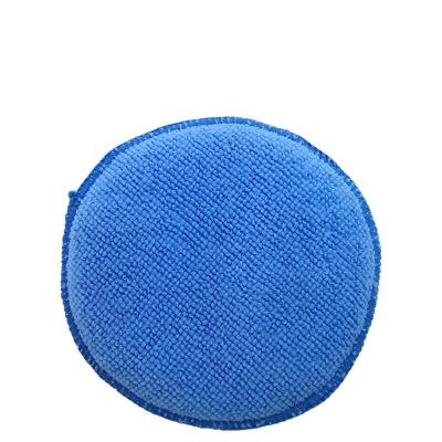 China Microfiber + Sponge Customizable Size Car Polishing Waxing Round Hand Wax Car Cleaning Sponge For Washing Car for sale