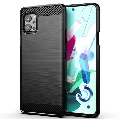 China Waterproof Anti-drop Cell Phone Case Soft Silicone Brushed Carbon Fiber TPU Case For LG Q92 for sale