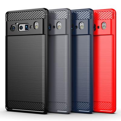 China Anti-drop cell phone case silicone brushed carbon fiber TPU case for pixel 6 pro for sale