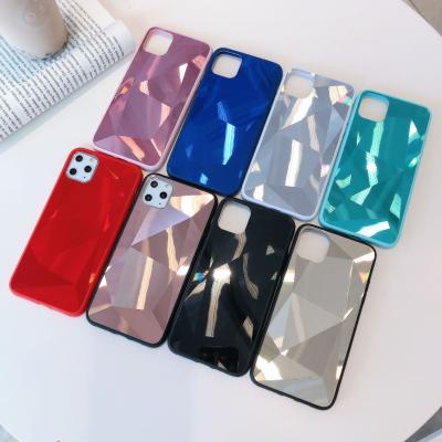 China Unique Candy Color 3D Diamond Pattern Mobile Phone Case Cover For iPhone 12 pro Max Electroplate Cell Phone Cases for sale