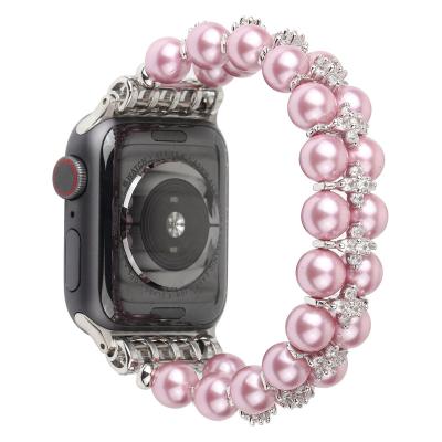 China Unique Designer Wholesale Price Diamond Women Luxury Pearl Strap For Apple Watch Series 6 5 4 3 Band Charms for sale