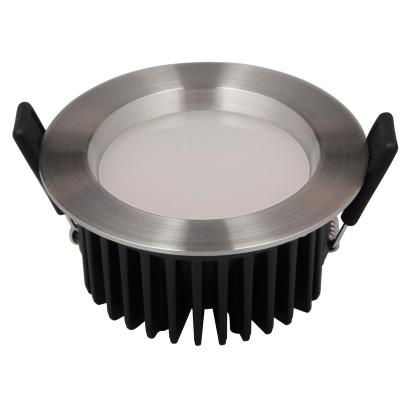 China IP44 Hotel Stainless Steel Interior Cover Aluminum Body 12W Dimmable Led Ceiling Downlight for sale