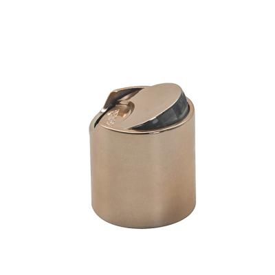 China Non Spill Customized 20/410 24/410 28/410 Rose Gold Disc Top Cap Press Cap For Cosmetic for sale