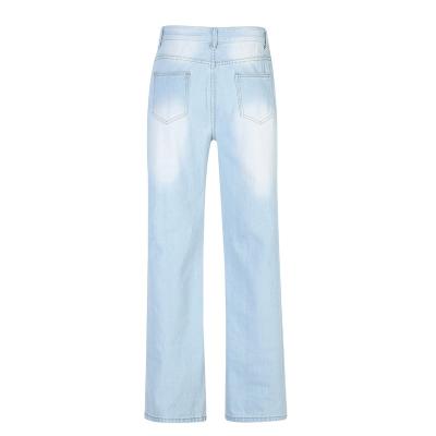 China Breathable Loose Wide Leg High Rise Broom Jeans For Women for sale