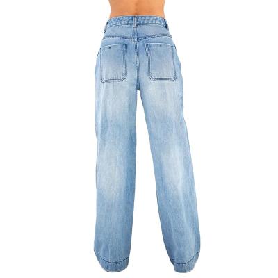 China Loose Broom Women's Breathable Wide-Leg Jeans for sale