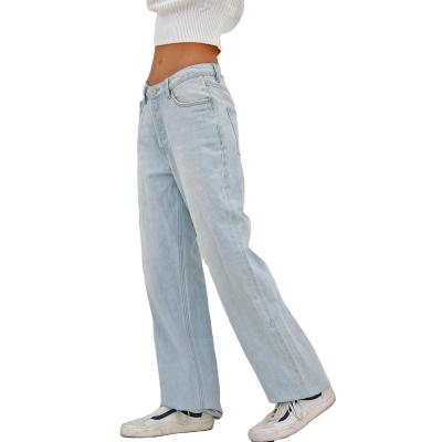 China Wide-Leg Broom Women's Breathable Jeans for sale