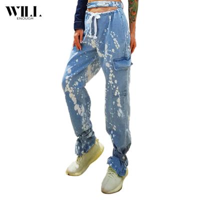 China New Fashion Waist Tie Dye Harlan Casual High Waist Trousers Thin Trousers Women's Small Leg Breathable Elastic Jeans for sale