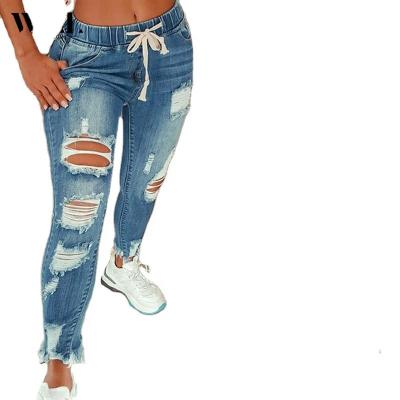 China Others womens jeans slim look thin ladies jeans long pants women ripped jeans for sale