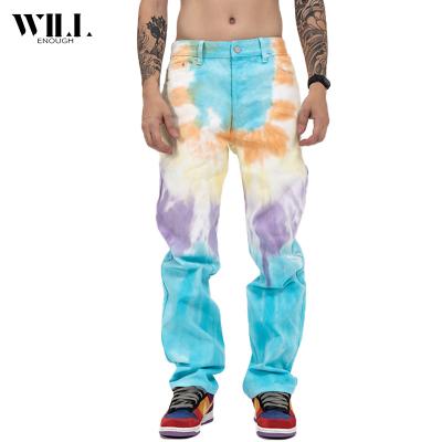 China New Colorful Breathable Fashionable Jeans Tie Dye Loose Pants Jeans Mens Jeans for sale