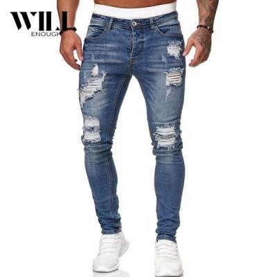 China New Pants Fashionable Slim Fit Ripped Jeans Men's Breathable Jeans for sale