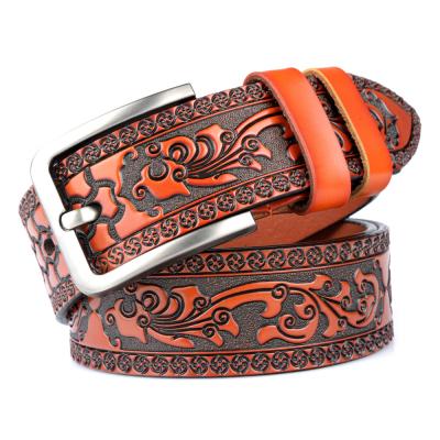 China Retro personality men's leather belt factory outlet belt needle buckle cutting belt for jeans for sale