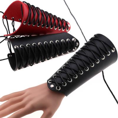 China Punk Hand Belt Bandage Cosplay Bracelet Wax Rope Braided Bracelet Wristband Men's Leather Bracelet for sale