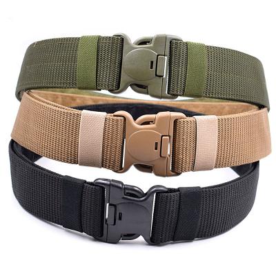 China Combat Outdoor Military Duty Belt Police Nylon Adjustable Durable Tactical Belt Button Plastic Woven Tactical Belt Men for sale