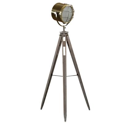 China Mid Century Study Room Decor Vintage Spot Light Floor Lamp Brown Tripod Stand Tripod Floor Lamp Nautical Living Room And Bedroom Lamp for sale