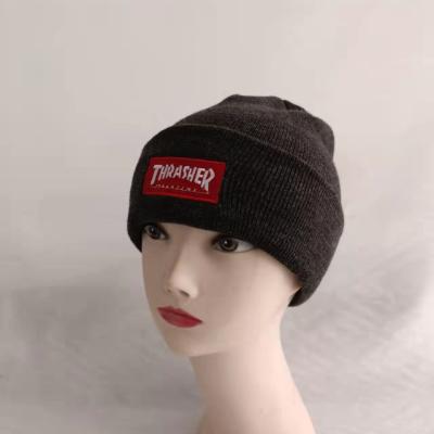 China COMMON Custom Black Knit Beanie / Hat Winter Hat Embroidered Logo 2022 Wholesale for sale