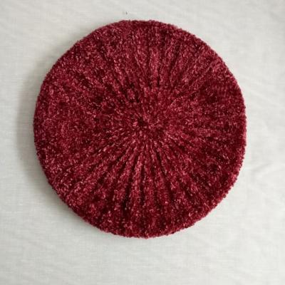 China Formal Fancy Yarn Polyester Yarns Knit Beret Women Knit Hat Fancy Yarn Knitted Beret for sale