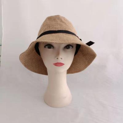 China New spring character summer real straw women's lady wholesale natural raffia straw with patch rubber beach bucket bell hat for sale