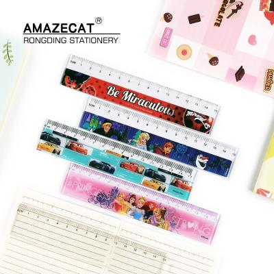 China Drawing and study 15CM plastic custom logo screen printing heat trasfer printing sticker stationery ruler for sale